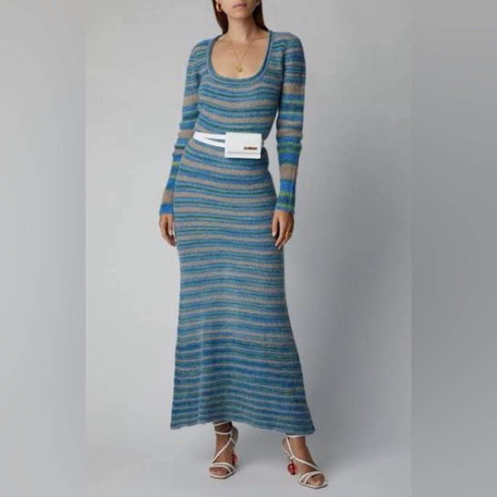 Jacquemus La Robe Perou Multicolor Striped Long Sleeve Dress 36 Small 2/4